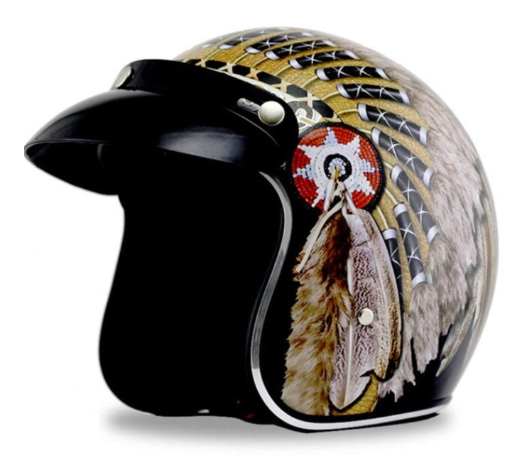Italian helmet vintage motorcycle helmets open face Indian drawing jet style for scooter