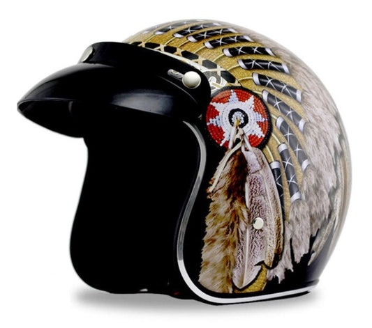 Italian helmet vintage motorcycle helmets open face Indian drawing jet style for scooter