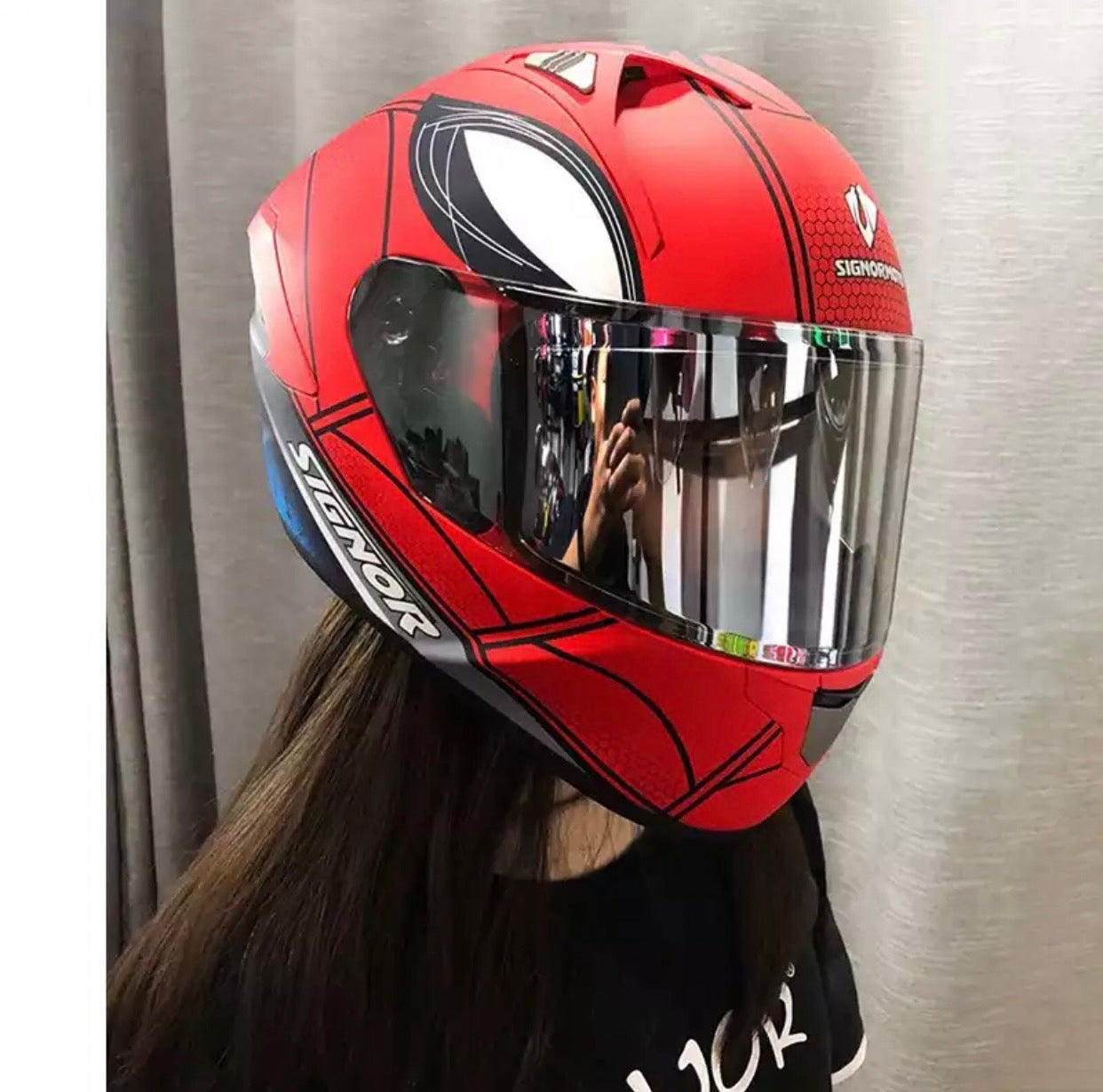 Superhero motorcycle helmets full face racing double lens