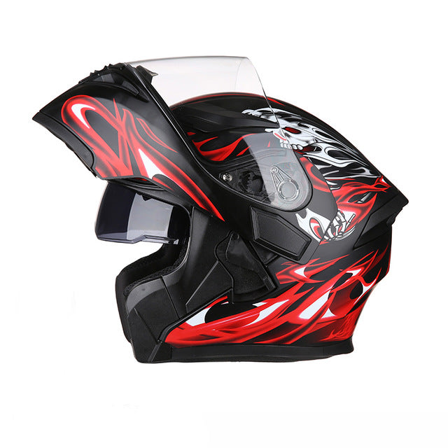 Motorcycle helmet racing helmets full face Bluetooth headset led warning light sun visor safety never slacks
