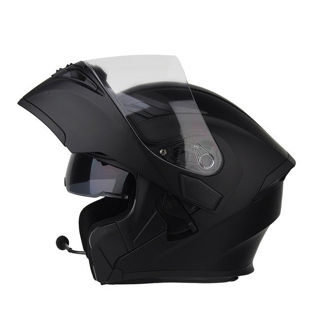 Motorcycle helmet racing helmets full face Bluetooth headset led warning light sun visor safety never slacks