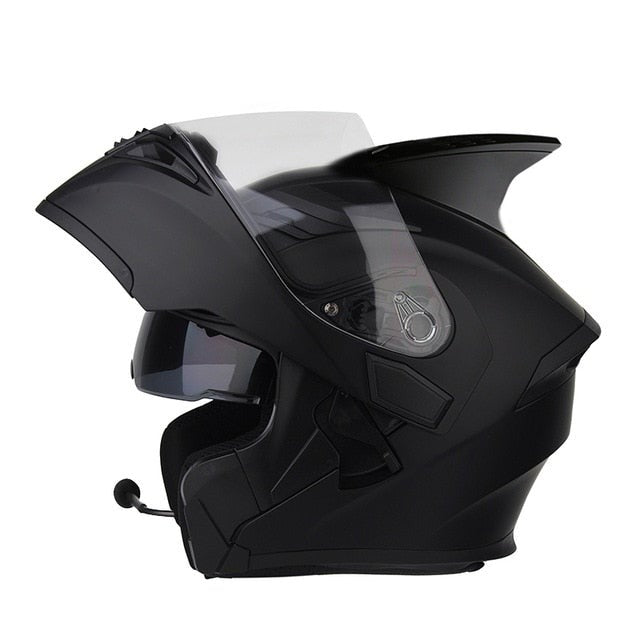 Motorcycle helmet racing helmets full face Bluetooth headset led warning light sun visor safety never slacks