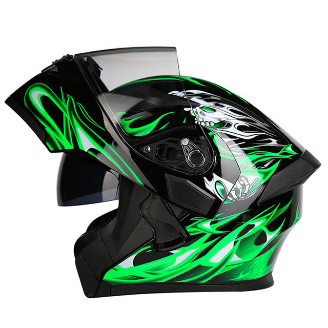 Motorcycle helmet racing helmets full face Bluetooth headset led warning light sun visor safety never slacks