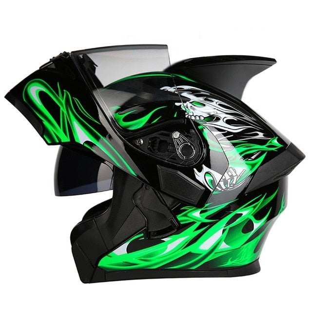 Motorcycle helmet racing helmets full face Bluetooth headset led warning light sun visor safety never slacks