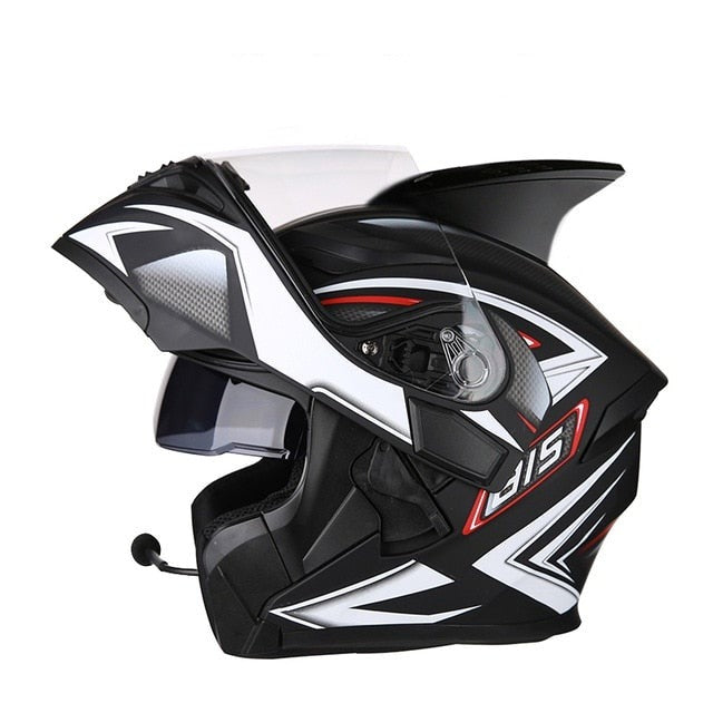 Motorcycle helmet racing helmets full face Bluetooth headset led warning light sun visor safety never slacks