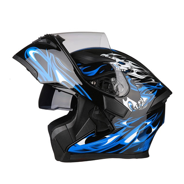 Motorcycle helmet racing helmets full face Bluetooth headset led warning light sun visor safety never slacks