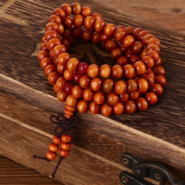 Natural stone bracelet buddha wood prayer bead mala sandal wood buddhist pulseras