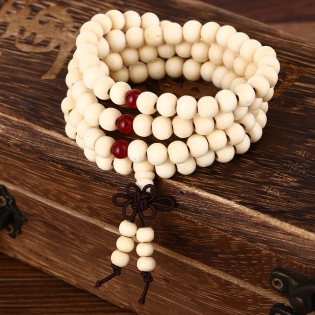 Natural stone bracelet buddha wood prayer bead mala sandal wood buddhist pulseras