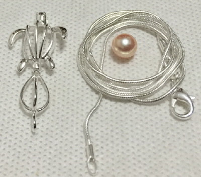 Necklace 925 silver jewelry sea turtle real pearl pendant charms DIY gift