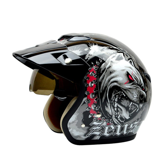 Vintage motorcycle helmets tiger printing Retro 3/4 open face helmet DOT approved