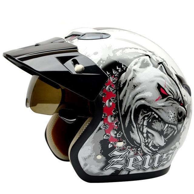 Vintage motorcycle helmets tiger printing Retro 3/4 open face helmet DOT approved