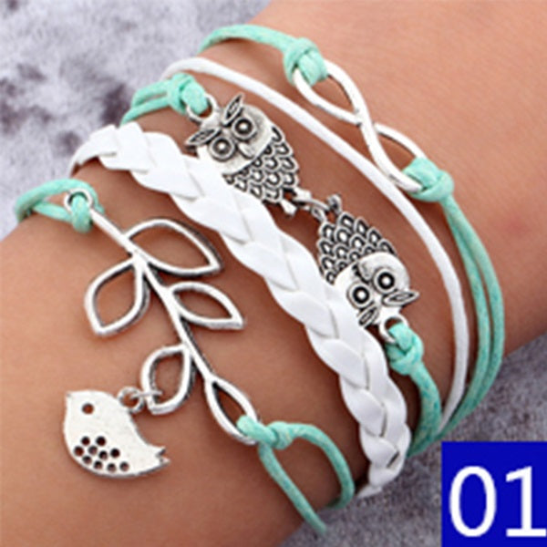 Leather bracelet multilayer charm fashion jewelry