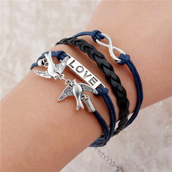 Leather bracelet multilayer charm fashion jewelry