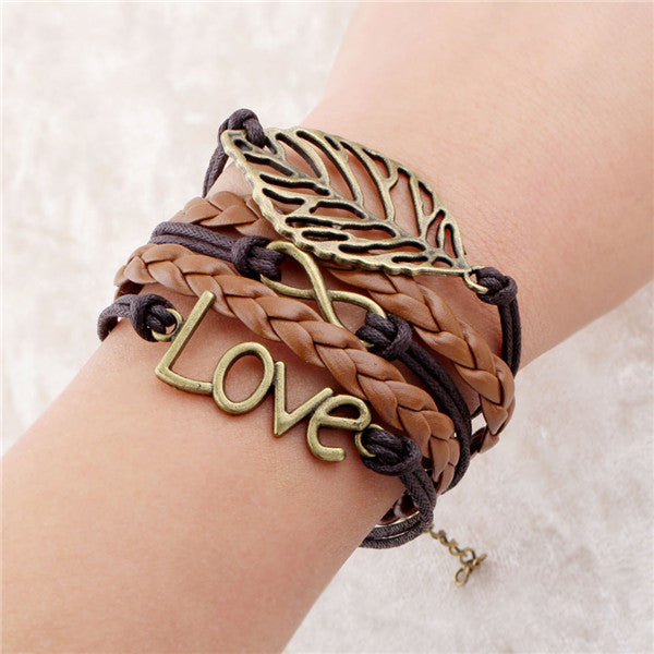 Leather bracelet multilayer charm fashion jewelry