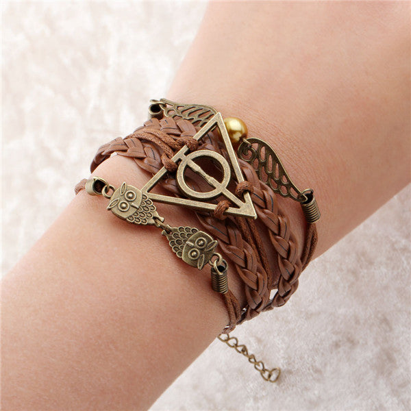 Leather bracelet multilayer charm fashion jewelry