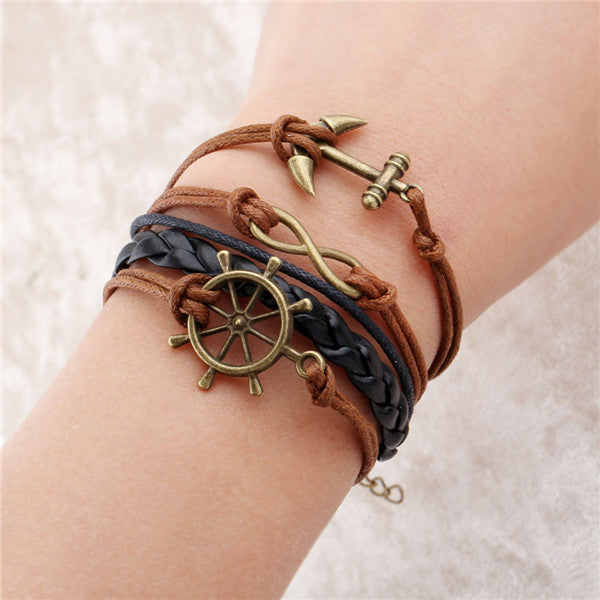 Leather bracelet multilayer charm fashion jewelry