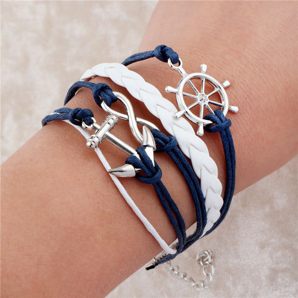 Leather bracelet multilayer charm fashion jewelry