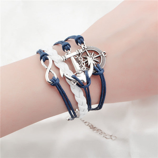 Leather bracelet multilayer charm fashion jewelry