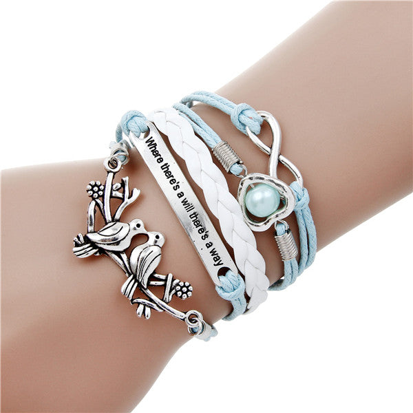Leather bracelet multilayer charm fashion jewelry