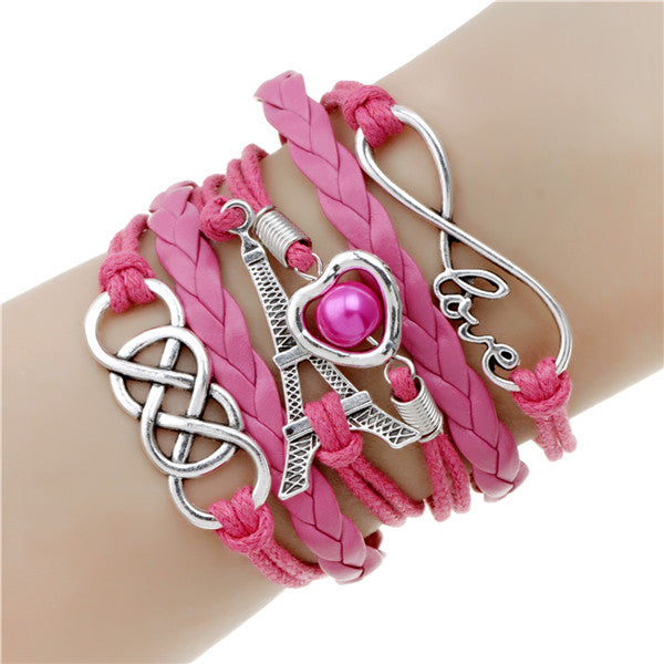 Leather bracelet multilayer charm fashion jewelry