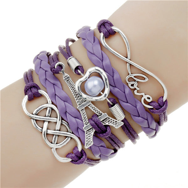Leather bracelet multilayer charm fashion jewelry