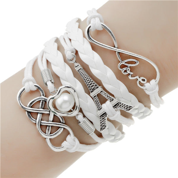 Leather bracelet multilayer charm fashion jewelry