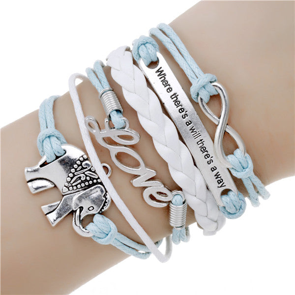 Leather bracelet multilayer charm fashion jewelry