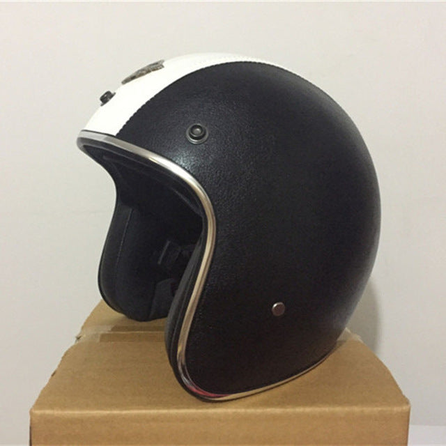 Vintage motorcycle helmet with goggles scooter vespa helmets leather open face