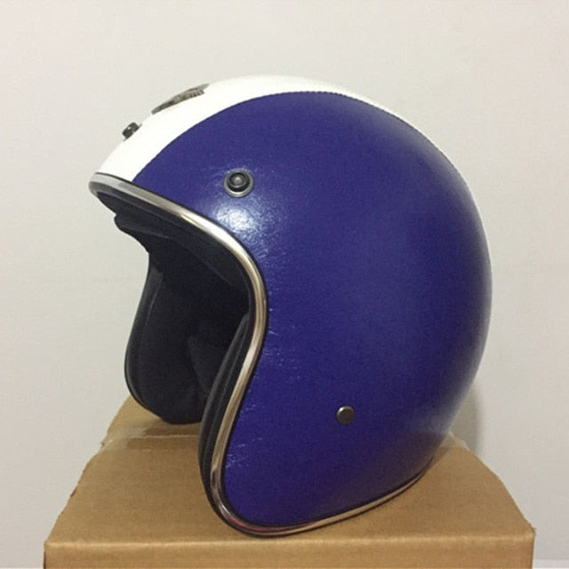 Vintage motorcycle helmet with goggles scooter vespa helmets leather open face
