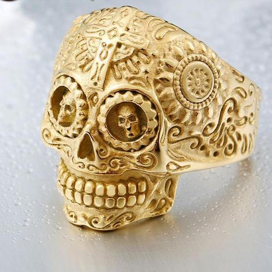 Punk skull rings vintage jewelry for men biker gifts party