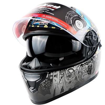 Vintage motorcycle helmet full face skull motorbike Vespa helmets dual lens racing