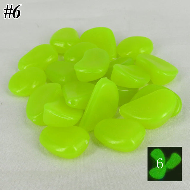 Glow in the dark luminous pebbles stones fish tank decor aquarium craft 50pcs