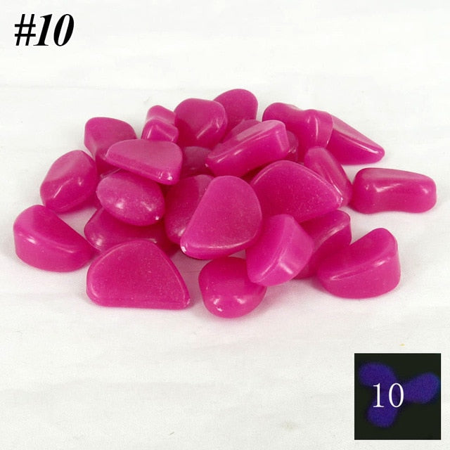 Glow in the dark luminous pebbles stones fish tank decor aquarium craft 50pcs