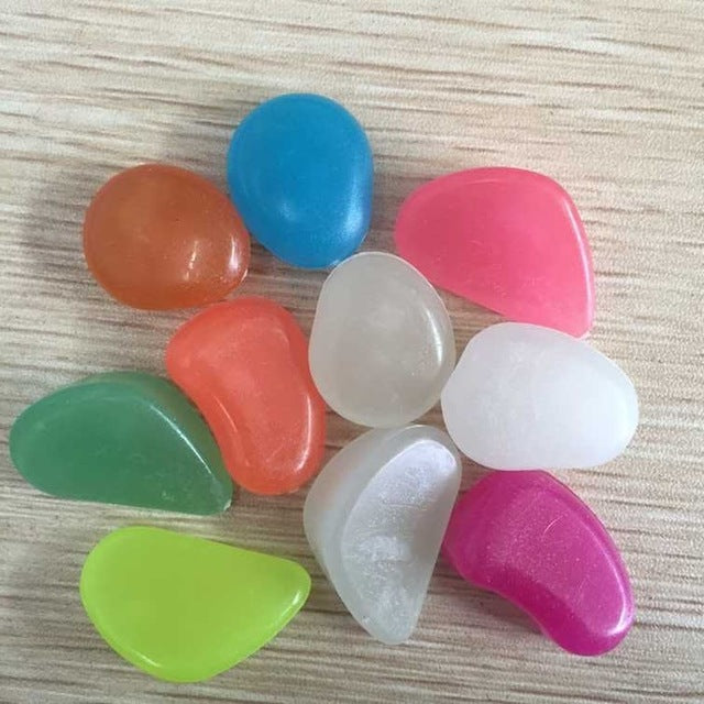 Glow in the dark luminous pebbles stones fish tank decor aquarium craft 50pcs