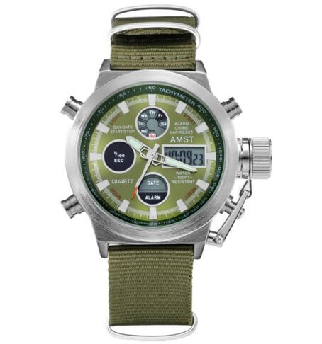 Men Sports Watches Military Wristwatches Leather Strap LED Quartz Watch Dive 50M reloj hombre