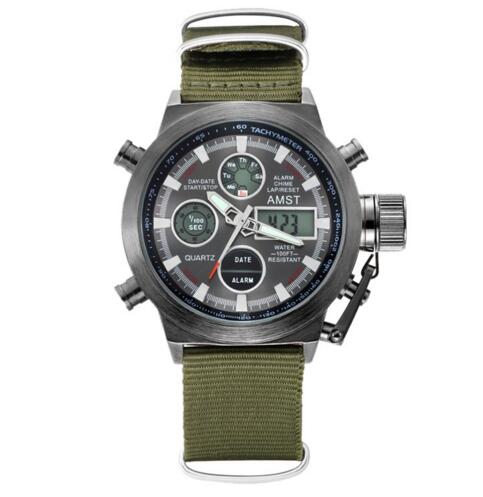 Men Sports Watches Military Wristwatches Leather Strap LED Quartz Watch Dive 50M reloj hombre