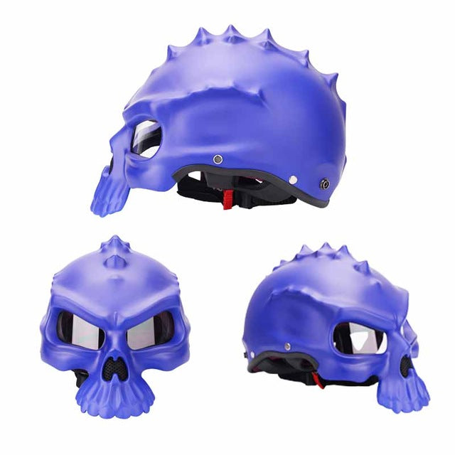 Skull helmet motorcycle retro vespa black half face clear sunvisor lens