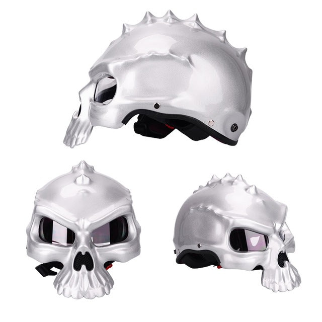 Skull helmet motorcycle retro vespa black half face clear sunvisor lens