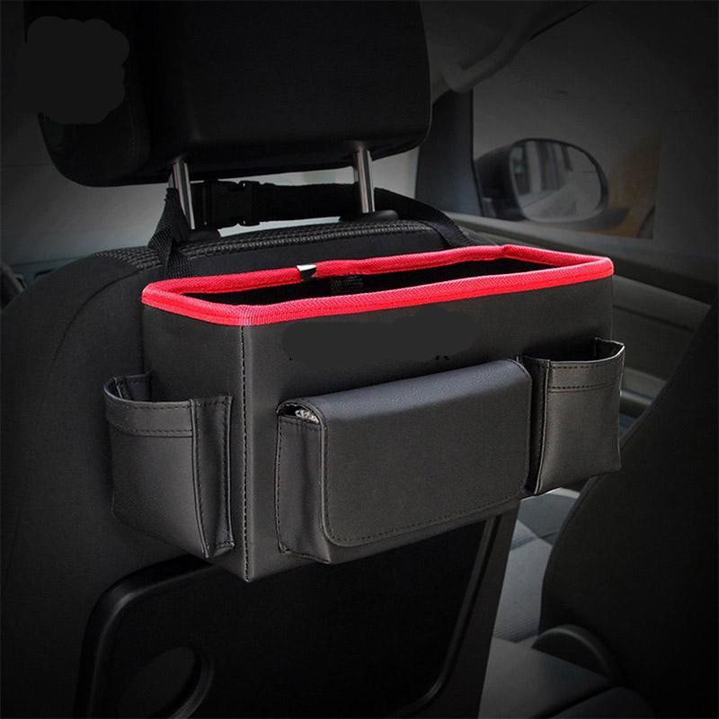 Car Backseat Storage Box Leather Portable Hanging Trunk Organizer Car Interior Accessories