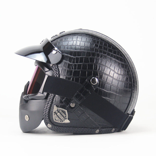 Vintage motorcycle helmets with goggles scooter vespa helmet open face