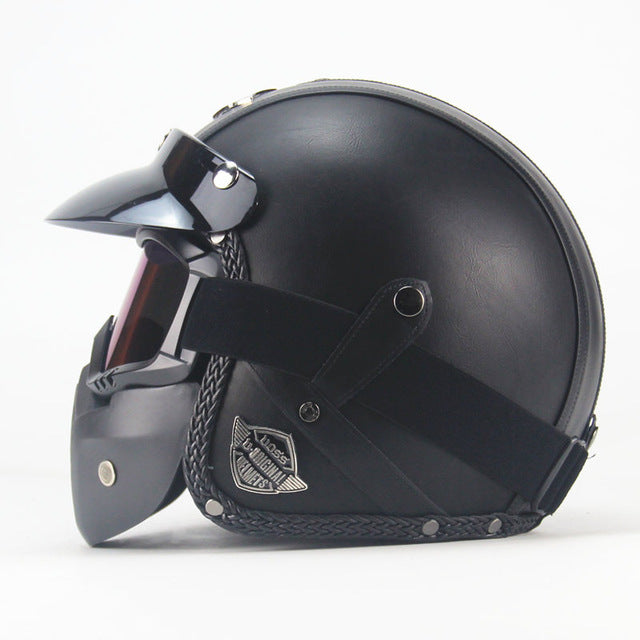Vintage motorcycle helmets with goggles scooter vespa helmet open face