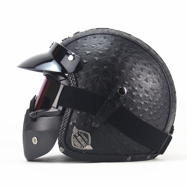 Vintage motorcycle helmets with goggles scooter vespa helmet open face