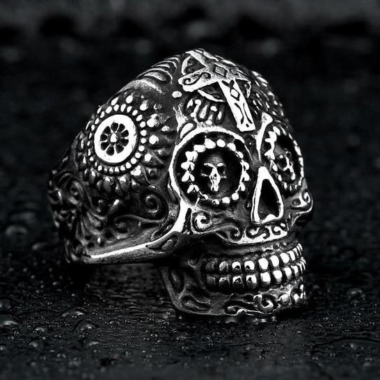 Punk skull rings vintage jewelry for men biker gifts party