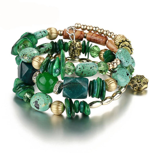 Bohemian charms beads bracelets ethnic Tibet multilayer natural stone bangles for women