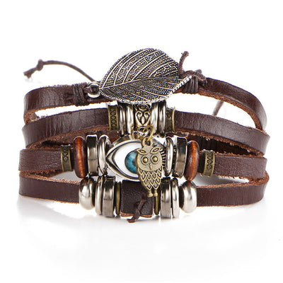Vintage leather bracelets men punk design turkish stone wristband jewelry