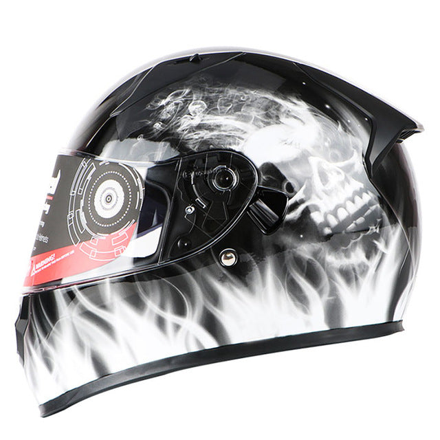 Vintage motorcycle helmet full face skull motorbike Vespa helmets dual lens racing