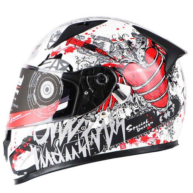 Vintage motorcycle helmet full face skull motorbike Vespa helmets dual lens racing