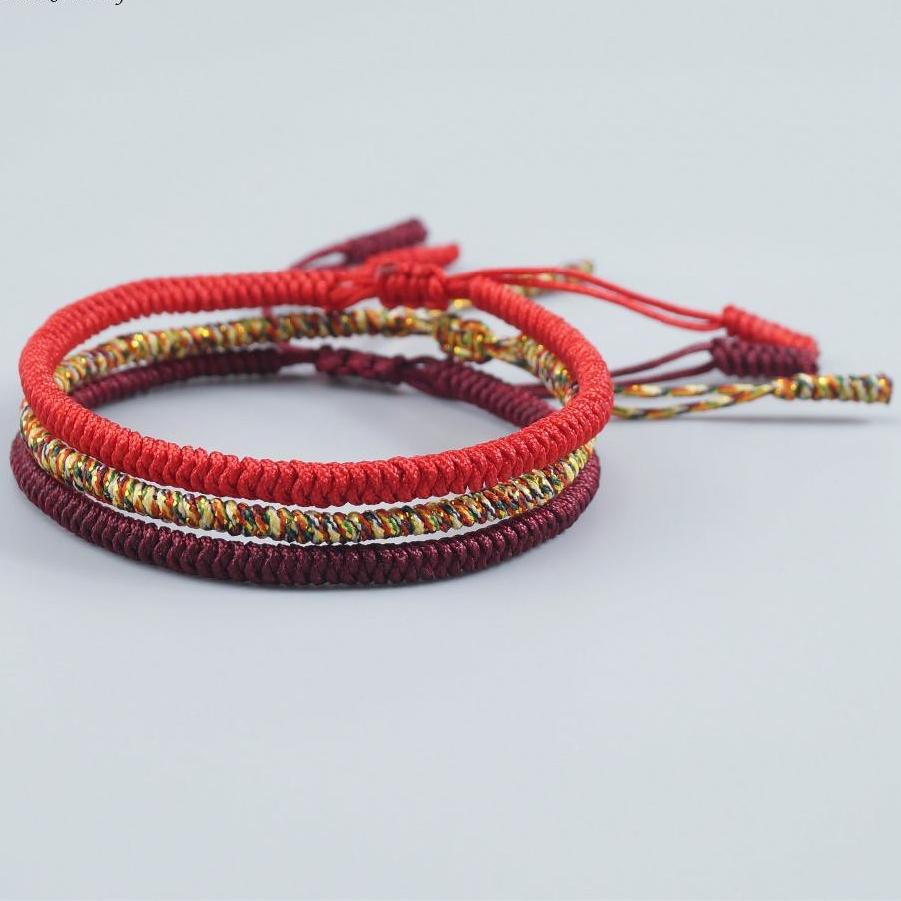 Tibetan buddhist bracelets handmade good lucky charm bangles for women men 3pcs