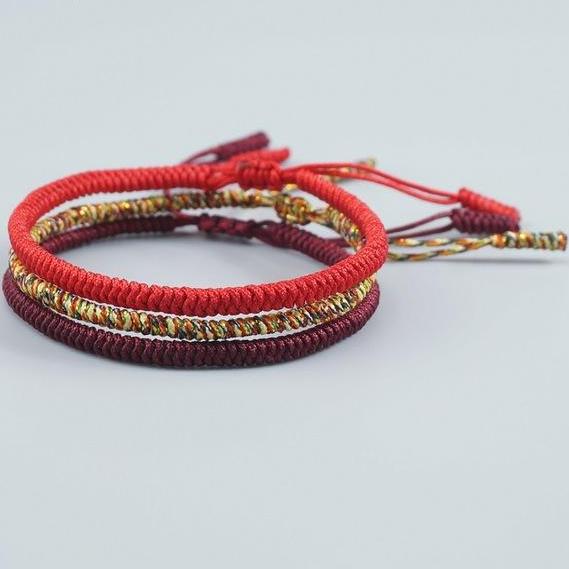 Tibetan buddhist bracelets handmade good lucky charm bangles for women men 3pcs