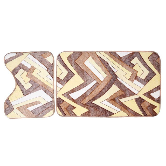 Bathroom mats floor toilet pattern floral rug non-slip bath decor kit 2pcs